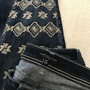 Embroidered Blue Jean Raw Hem